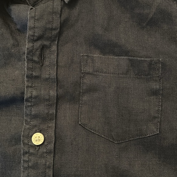 Janie And Jack Boys Linen Shirt Navy Long Sleeve Button Up 2T - like new - Picture 5 of 8